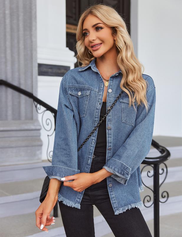 Ripped Fringe Denim Jean Jacket